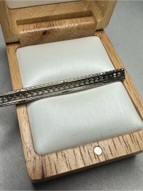 Sterling Silver Filigree Bar Tie Clip - Silver